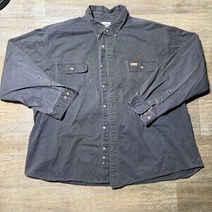 Carhartt Long Sleeved Black Button Up Shirt Leather Patch Men 3XL